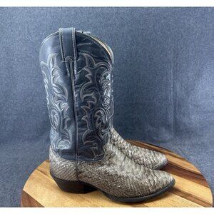 Justin Men's Sz 8.5D Gray Python Leather Snakeskin Western Cowboy Boots USA 8681